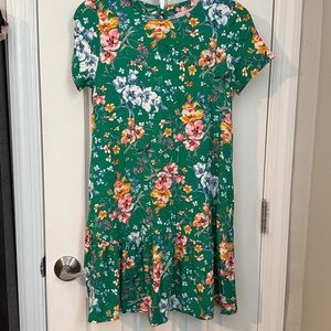 LOFT Green Floral Dress
